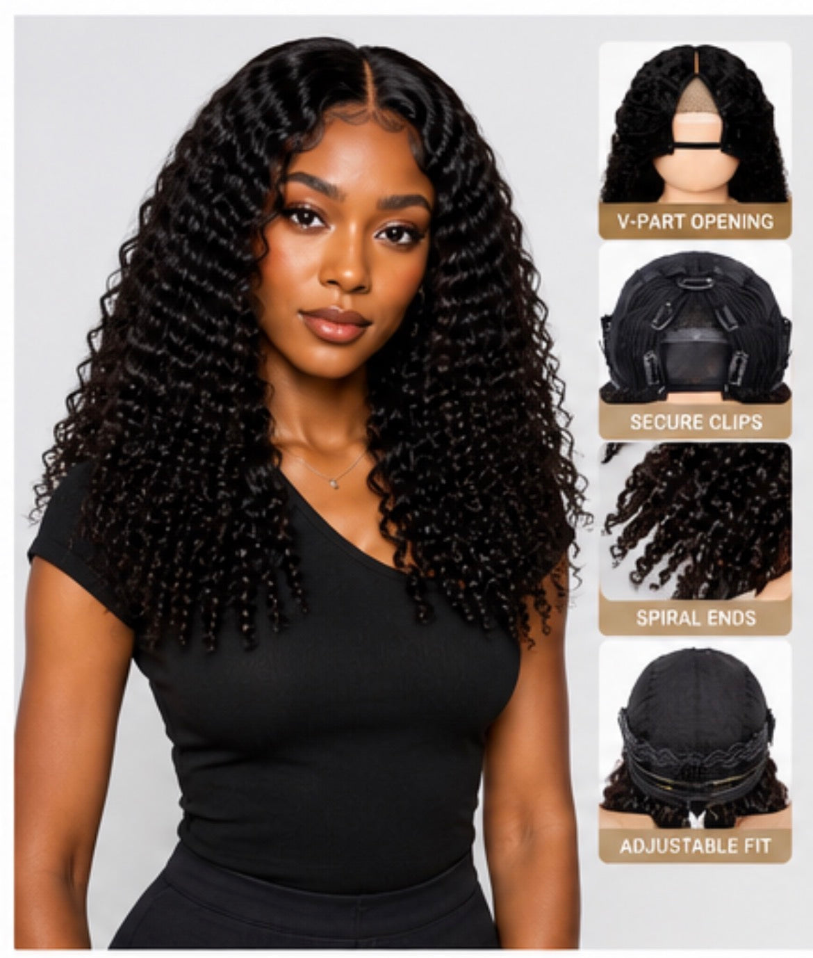 Burmese Curly V-Part Wig