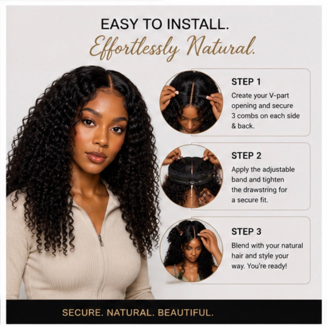 Burmese Curly V-Part Wig