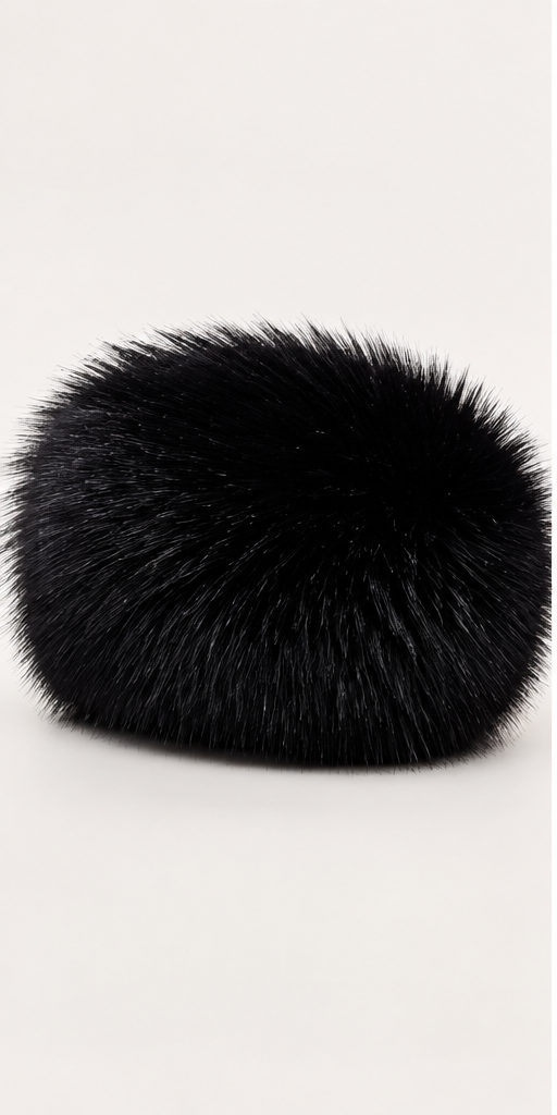 Plush faux fur hat in black, separate product image
