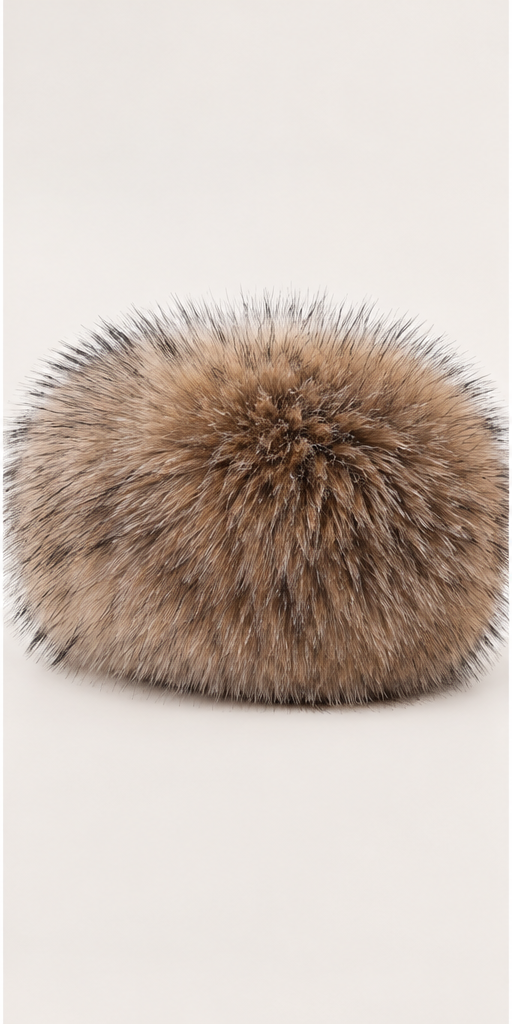 Plush faux fur hat in tan, separate product image